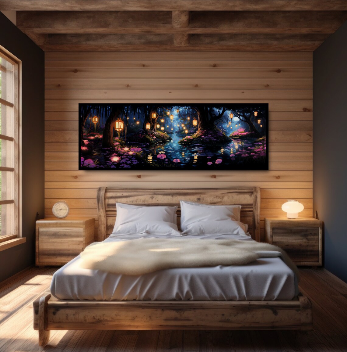 Enchanted Swamp Forest Fantasy, Lanterns Art Print - Image 5