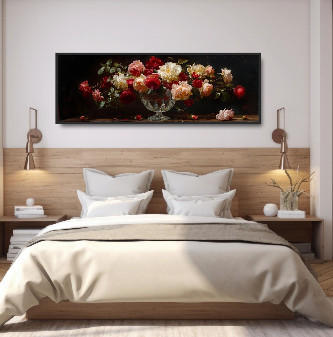 Romantic Roses Crystal Vase Oil Painting Floral Still Life Print - Image 4