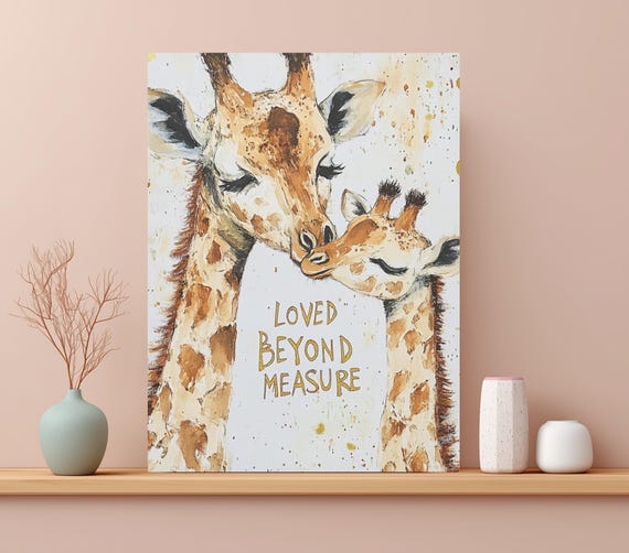 Giraffe Nursery Wall Art Baby Safari Animal Print For Kids Bedroom Decor Mom And Canvas Love Quote Typography Poster