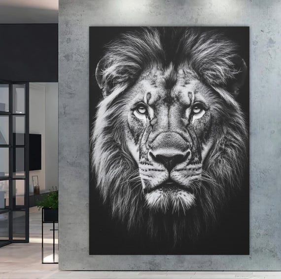 Black And White Lion Canvas Animal Print For Living Room Jungle King Poster Modern Art Luxury Wall Decor