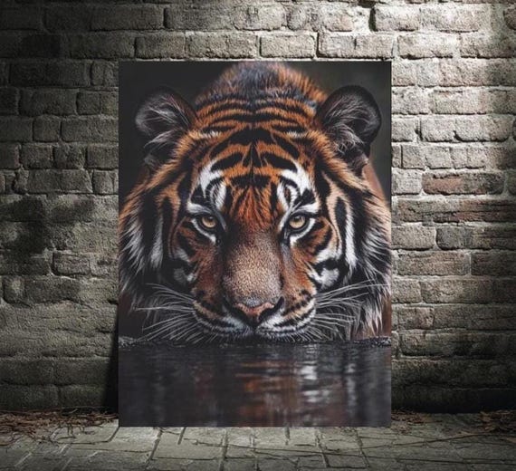 Fierce Tiger Wall Art Jungle Predator Canvas Print Intense Wildlife Photography Poster Masculine Bold Animal Painting Home Decor