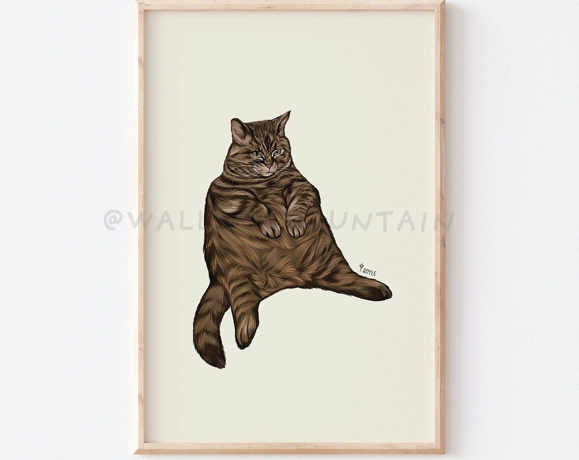 Funny Fat Cat, Yoga Cat Art Print - Image 3
