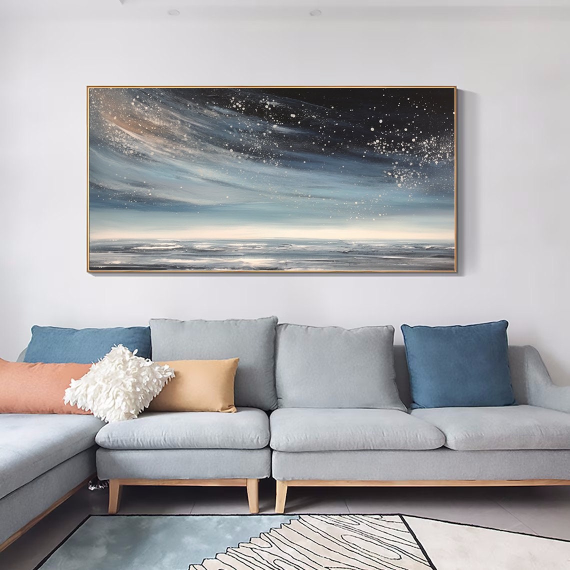 Starry Night Sky Over Calm Ocean Horizontal Seascape Wall Poster - Image 5