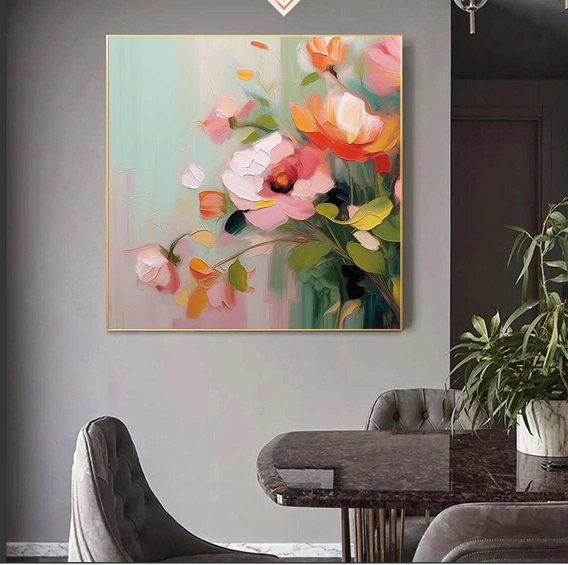 Blush Pink Peonies Mint Green Soft Floral Painting Wall Poster - Image 4