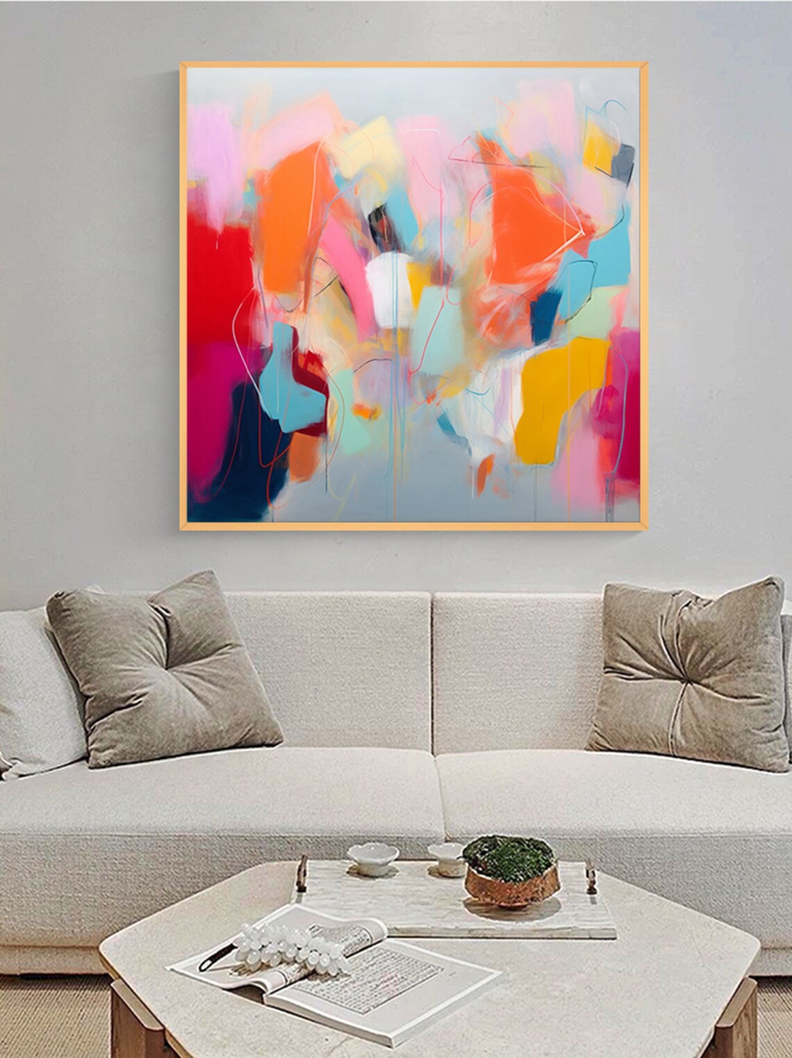 Colorful Pastel Abstract Painting With Pink And Orange Swirls Poster - Image 5