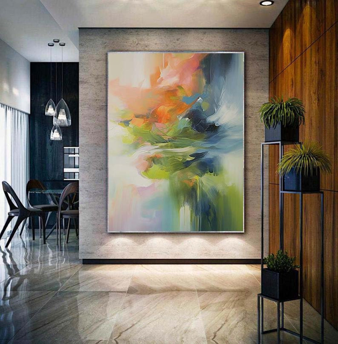 Peach Green Blue Soft Watercolor Blend Dreamy Abstract Poster - Image 4