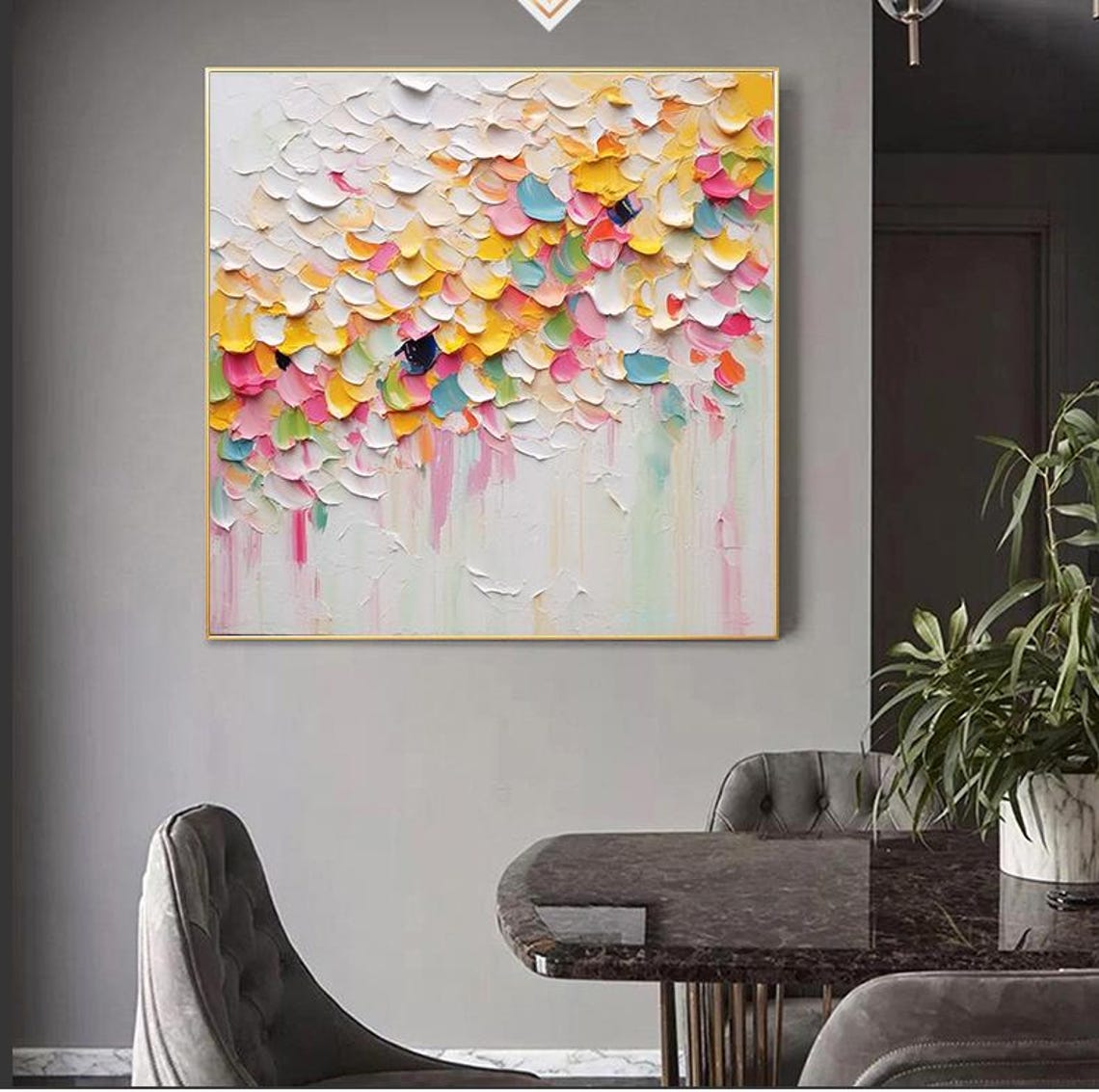 Colorful Rainbow Pastel Floral Falling Petals Texture Wall Poster - Image 7