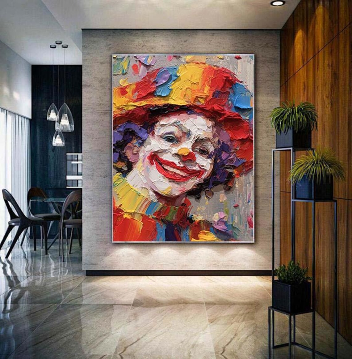 Colorful Clown Portrait Knife Painting Circus Face Art Poster - Image 4