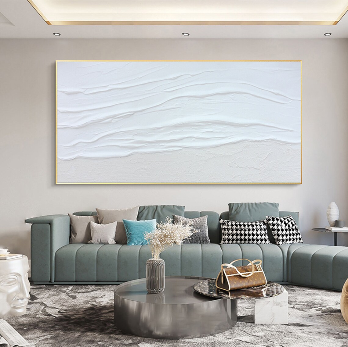 White 3D Textured Abstract Minimalist Art Print - Image 6