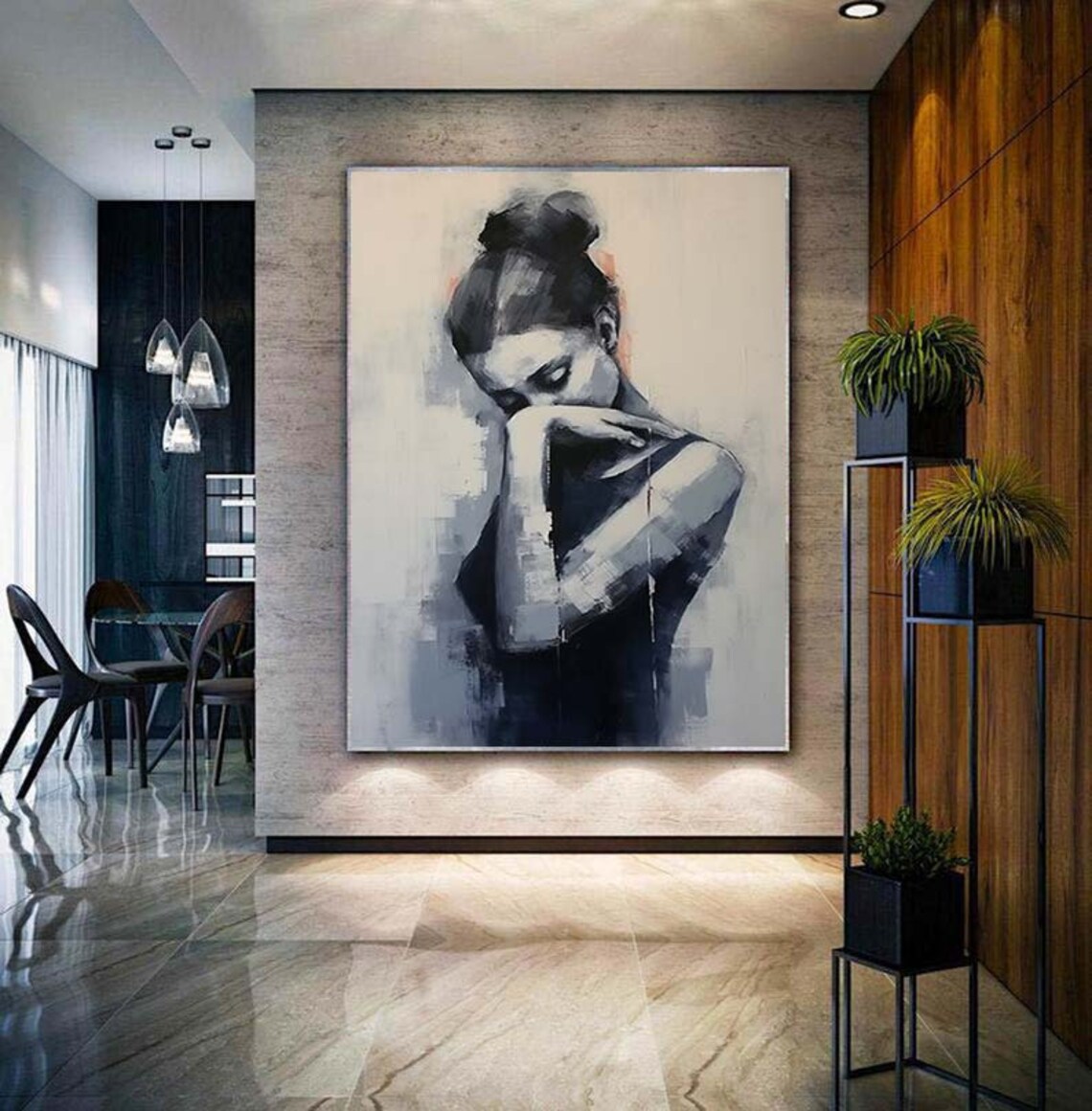 Faceless Woman Oil Painting Portrait Art Print - Image 3
