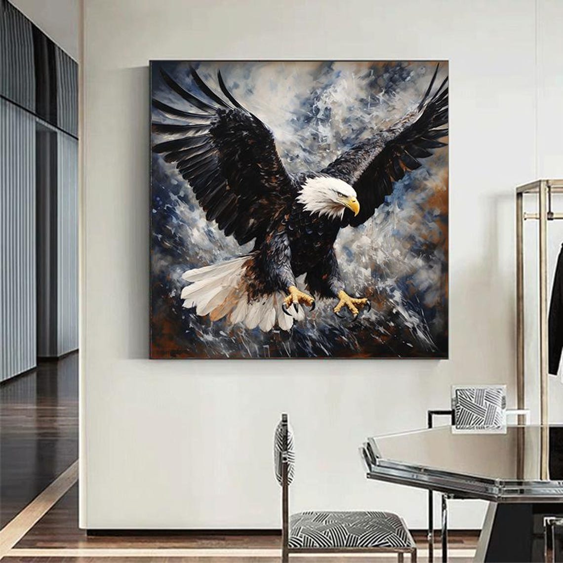 Bald Eagle Soaring Blue Storm Wings Wide Open Wildlife Wall Poster - Image 6
