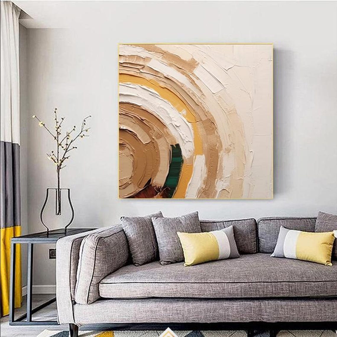 Beige Brown Arch Circular Minimalist Abstract 3D Textured Wall Poster - Image 3