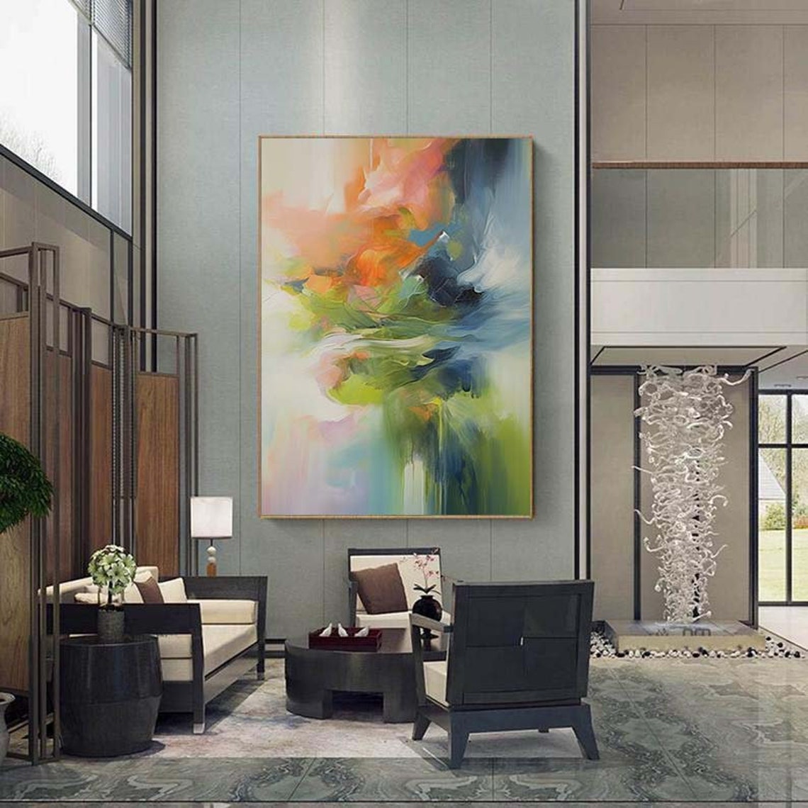 Peach Green Blue Soft Watercolor Blend Dreamy Abstract Poster - Image 5