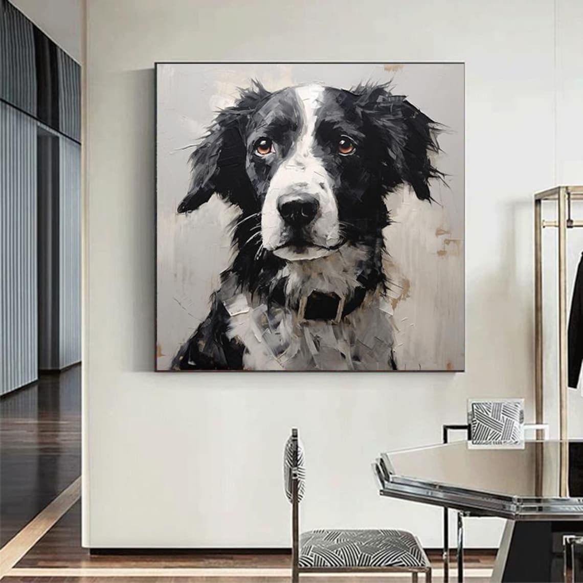 Black White Dog Portrait Soulful Eyes Canine Companion Art Poster - Image 6