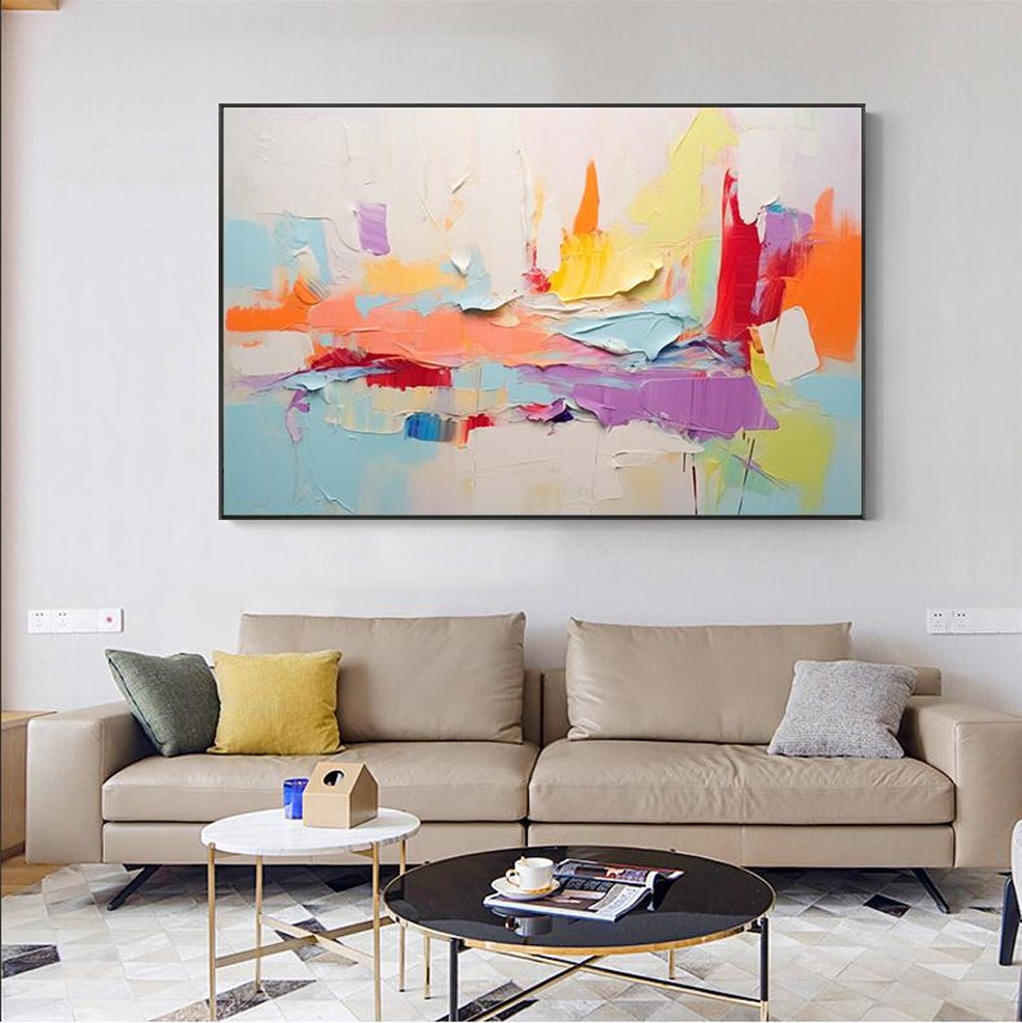 Pastel Rainbow Horizon Brushstroke Abstract Modern Wall Poster - Image 4