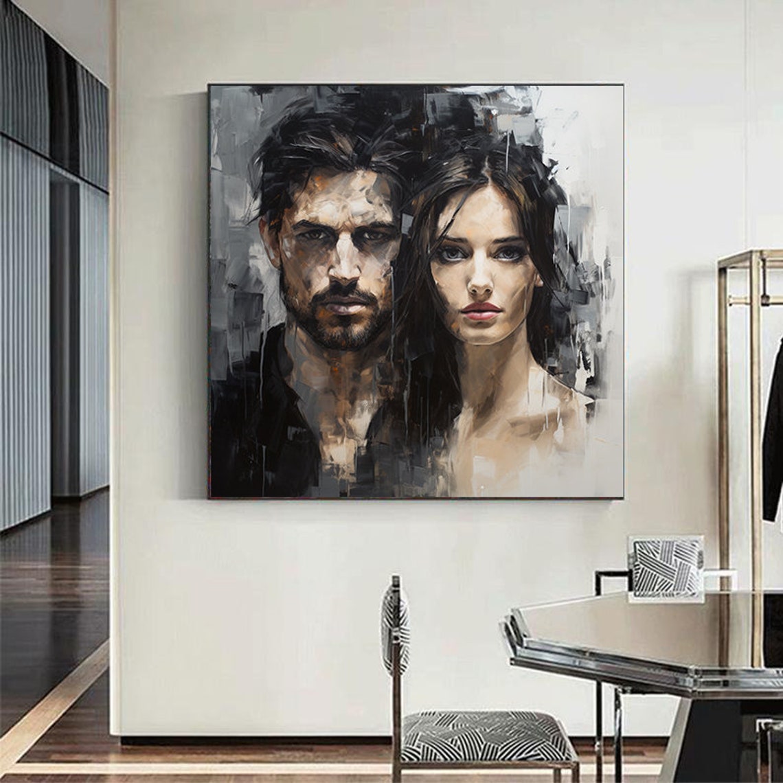 Abstract Male And Female Portrait Oil Painting Large Abstract Wall Art Large Art For Living Room Customized Portrait Oil Painting - Image 6