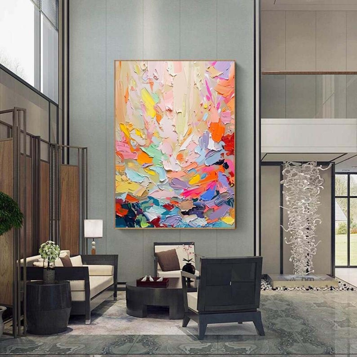 Colorful Knife Abstract Painting, Modern Art Print - Image 4