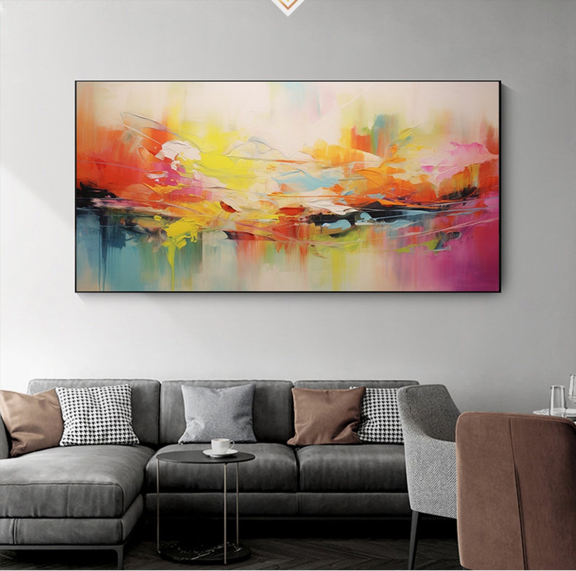Sunrise Pastel Orange Pink Teal Wide Abstract Horizon Calm Poster - Image 7