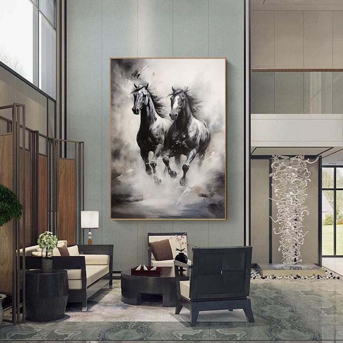 Large Impressionist Horse Oil Painting On Horse Oil Painting Horse Wall Art Horse Abstract Painting Running Horse Painting Home Decor - Image 5