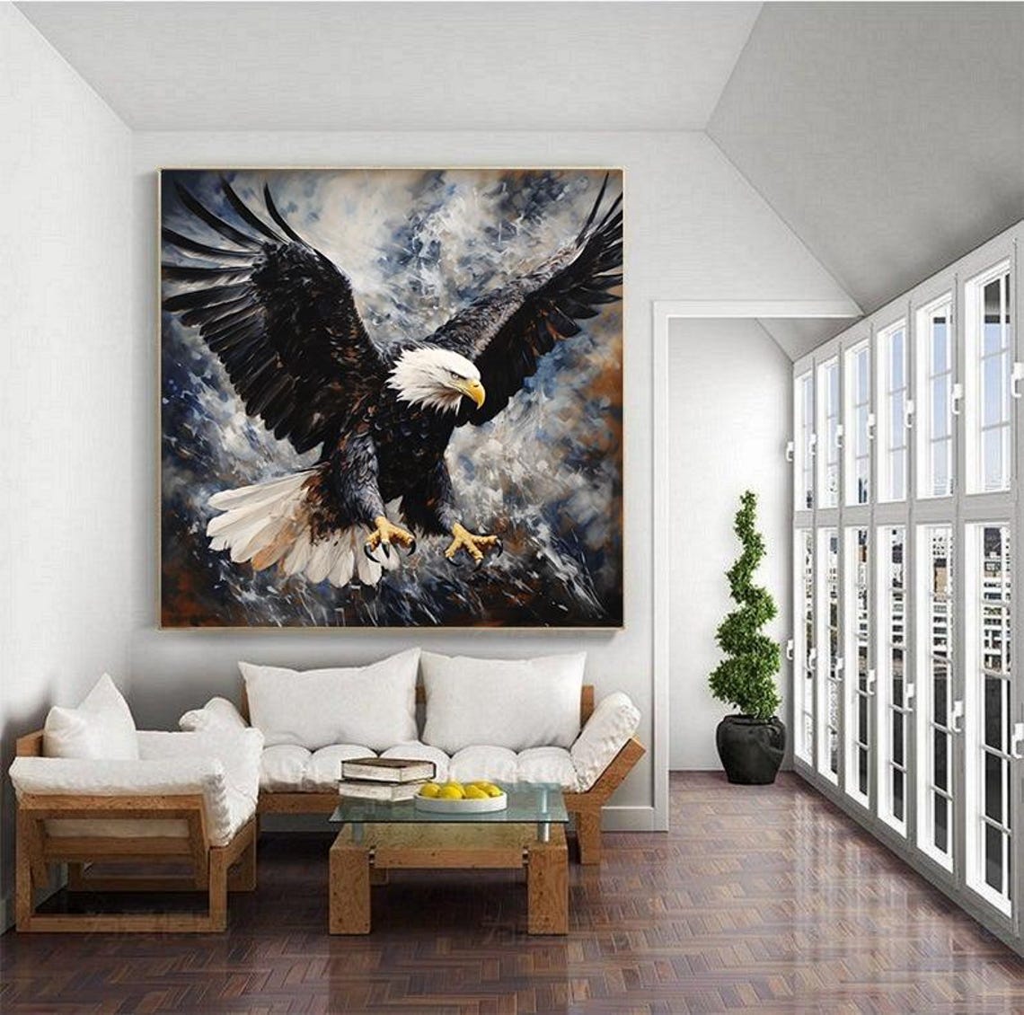 Bald Eagle Soaring Blue Storm Wings Wide Open Wildlife Wall Poster - Image 4