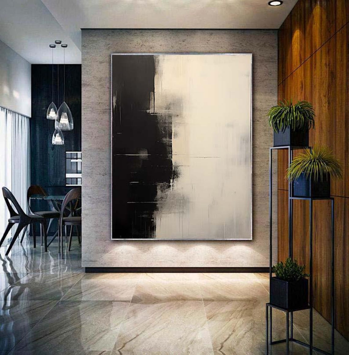 Minimalist Black Beige Abstract Shadow Modern Painting Poster - Image 3