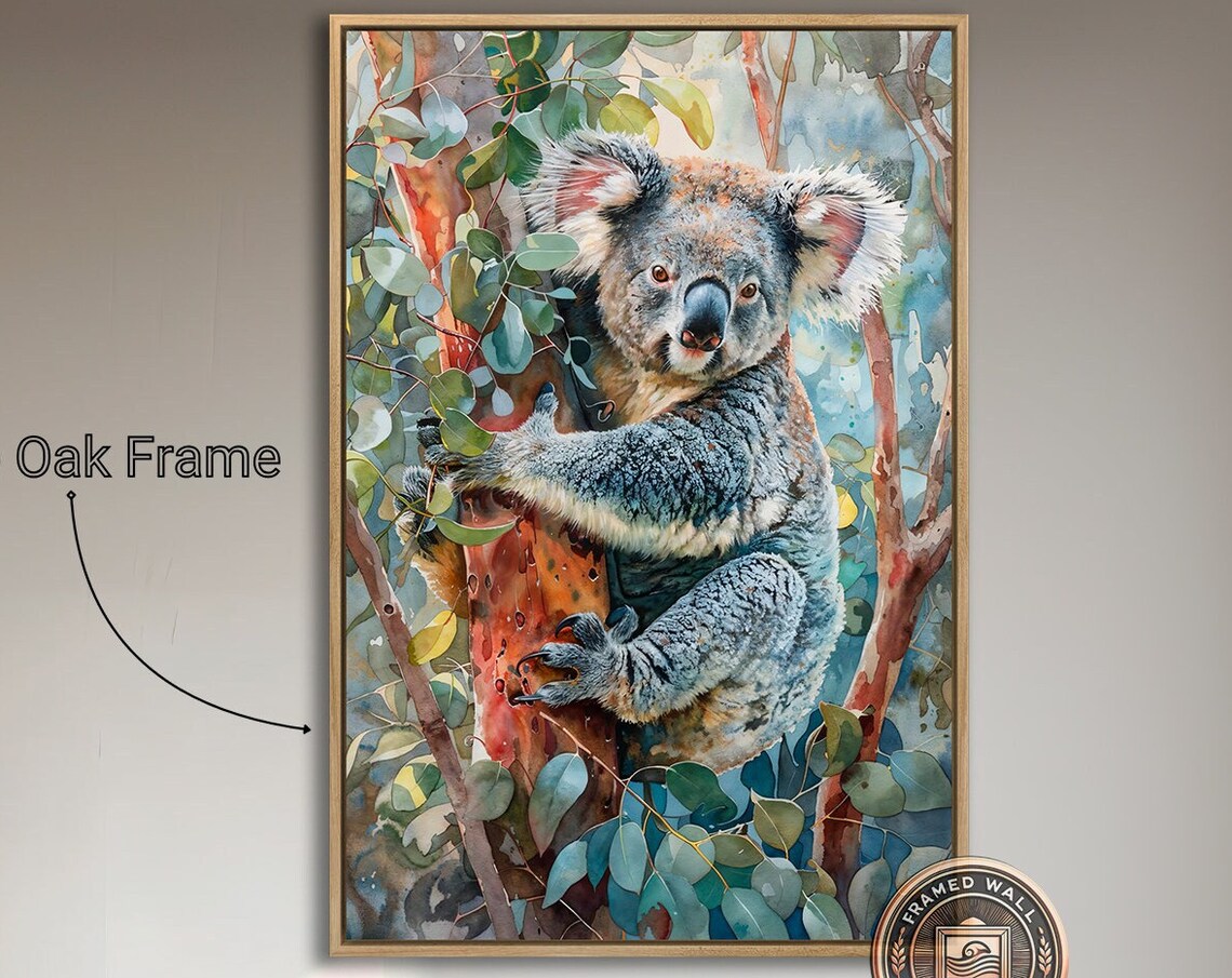 Koala in Natural Habitat, Australian Animal Art Print