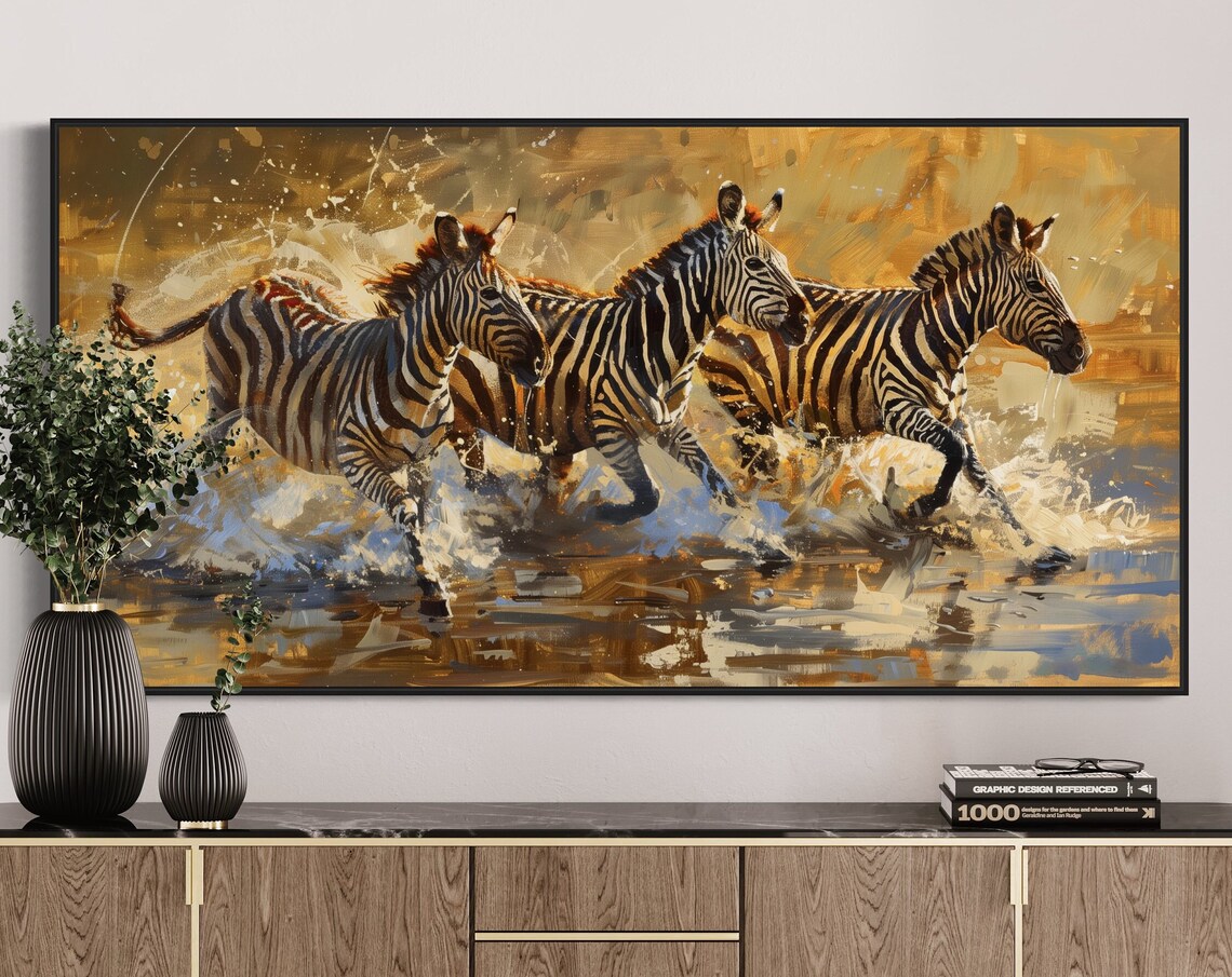 Sunset Safari Zebra Art Print, African Savannah