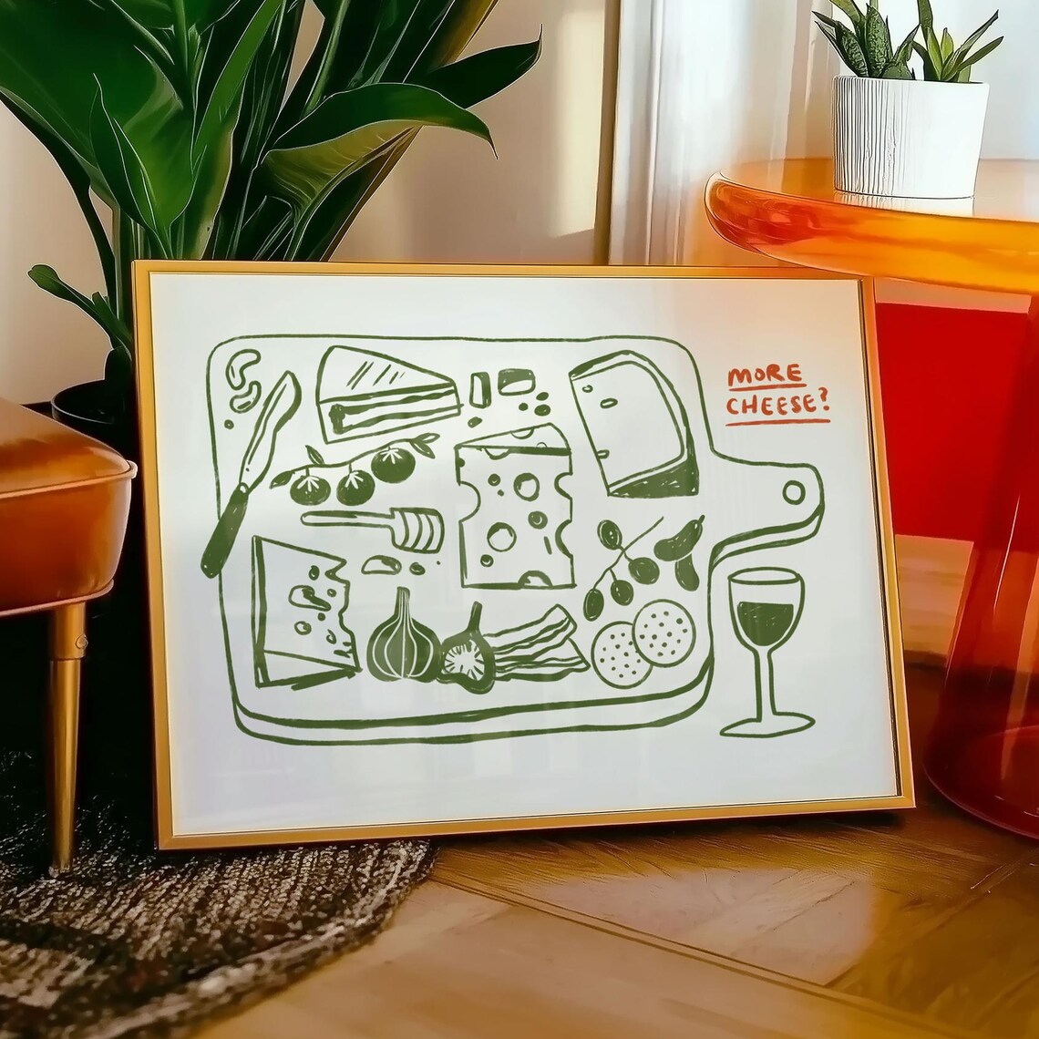 More Cheese Funny Kitchen Art Print, Dining Room Decor