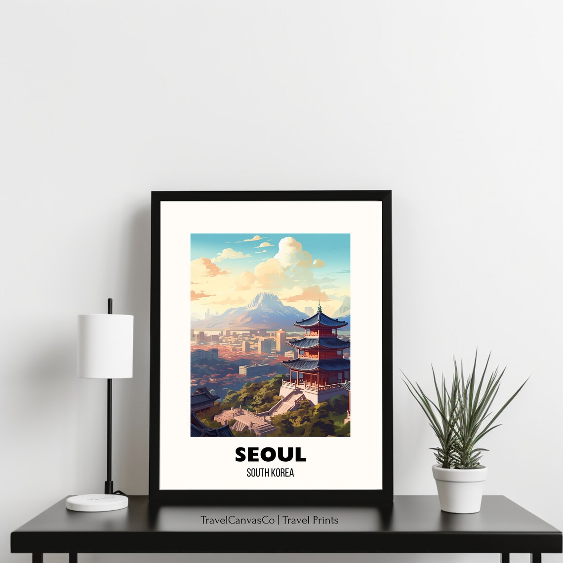 Seoul South Korea Pagoda City View Golden Hour Travel Poster - Image 3