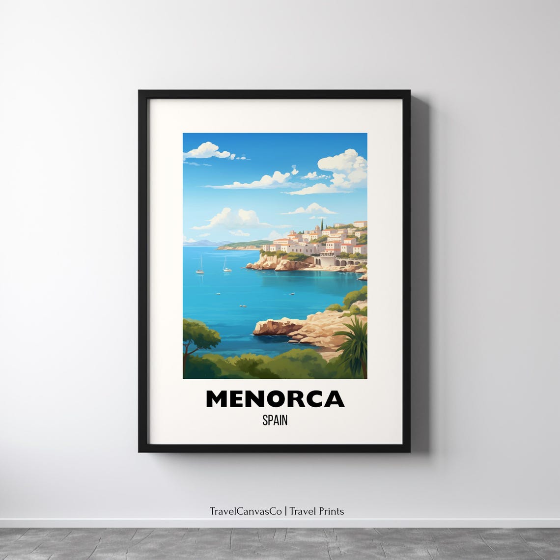 Menorca Spain Cliffside Coastal Town Mediterranean Sea Poster