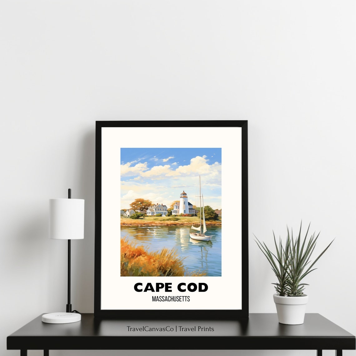 Cape Cod Massachusetts Lighthouse Sailboat Harbor Travel Poster - Image 3