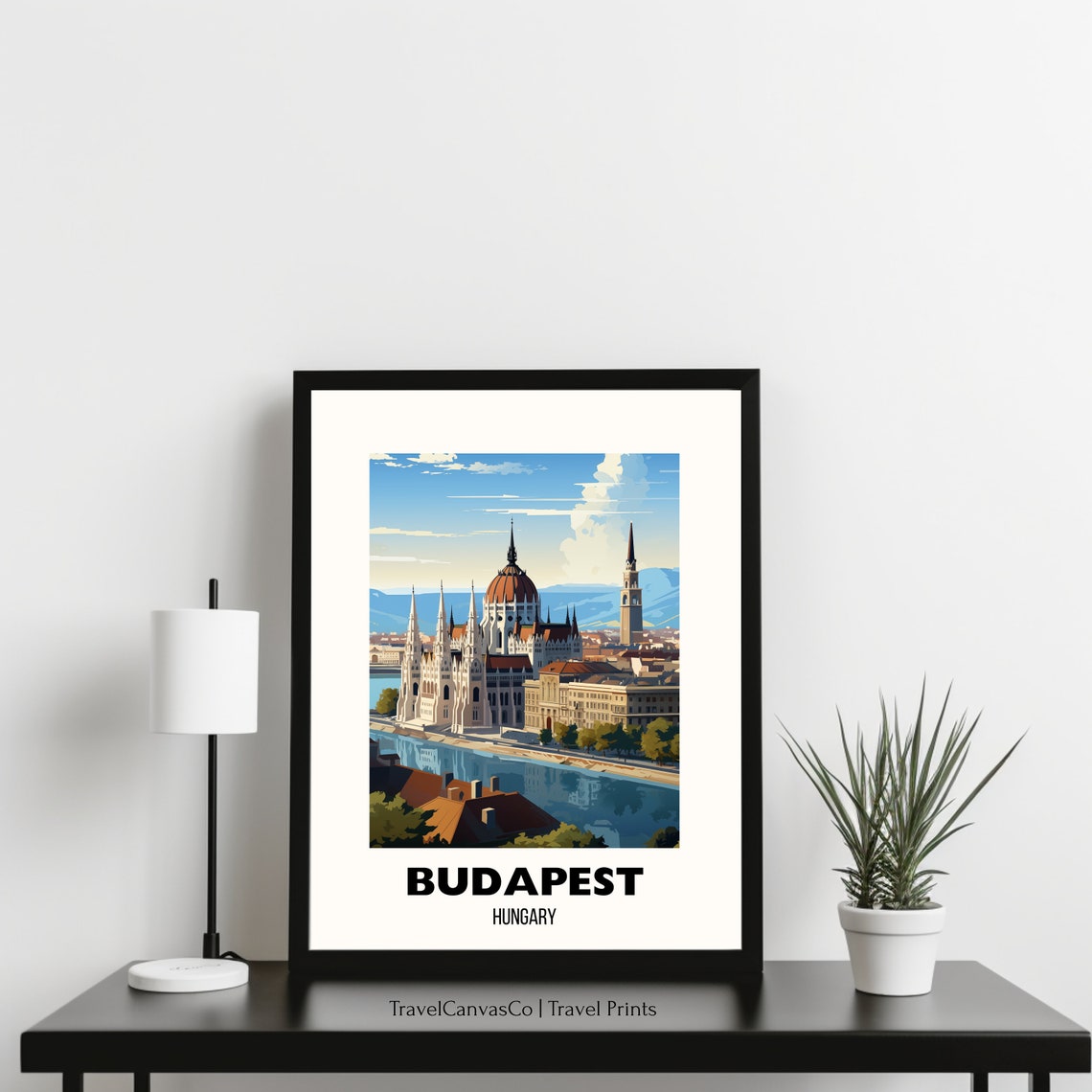 Budapest Parliament Building on the Danube River Vintage Travel Poster - Image 3