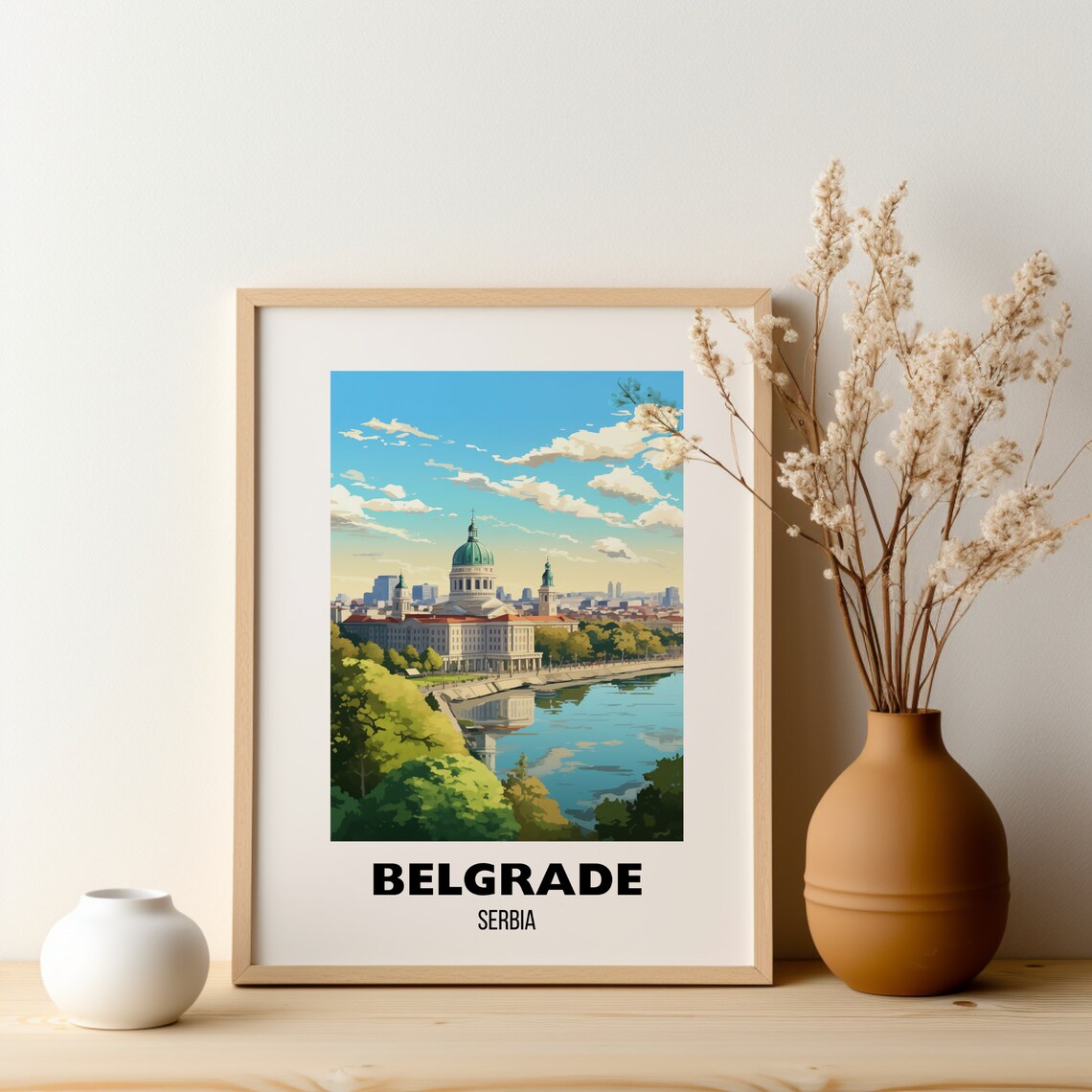Belgrade Serbia Riverside Domed Cathedral City Travel Poster - Image 2
