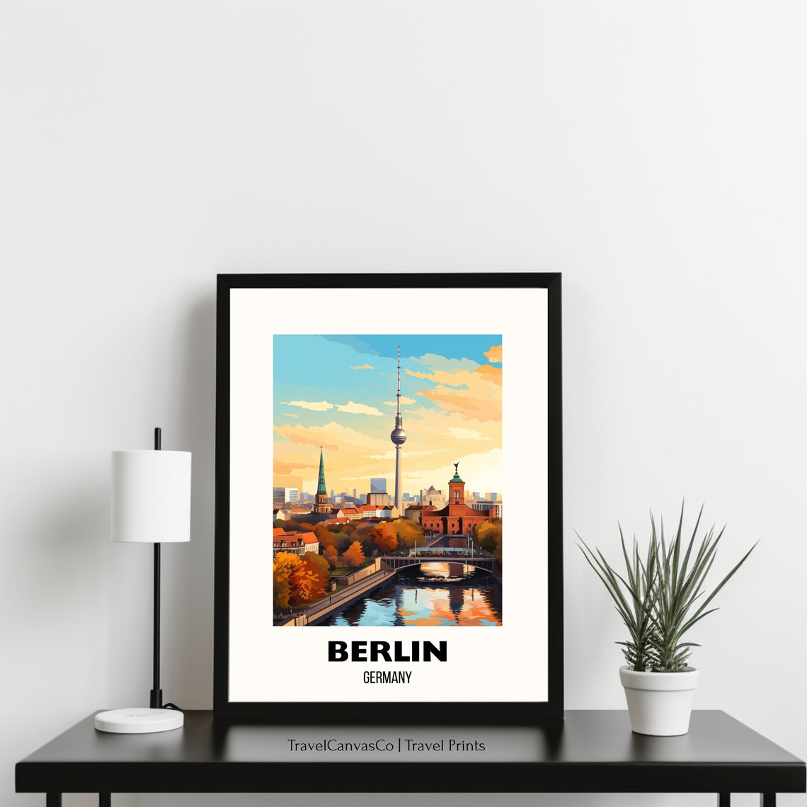 Berlin Germany Riverside City Sunset Skyline Scene Travel Poster - Image 3
