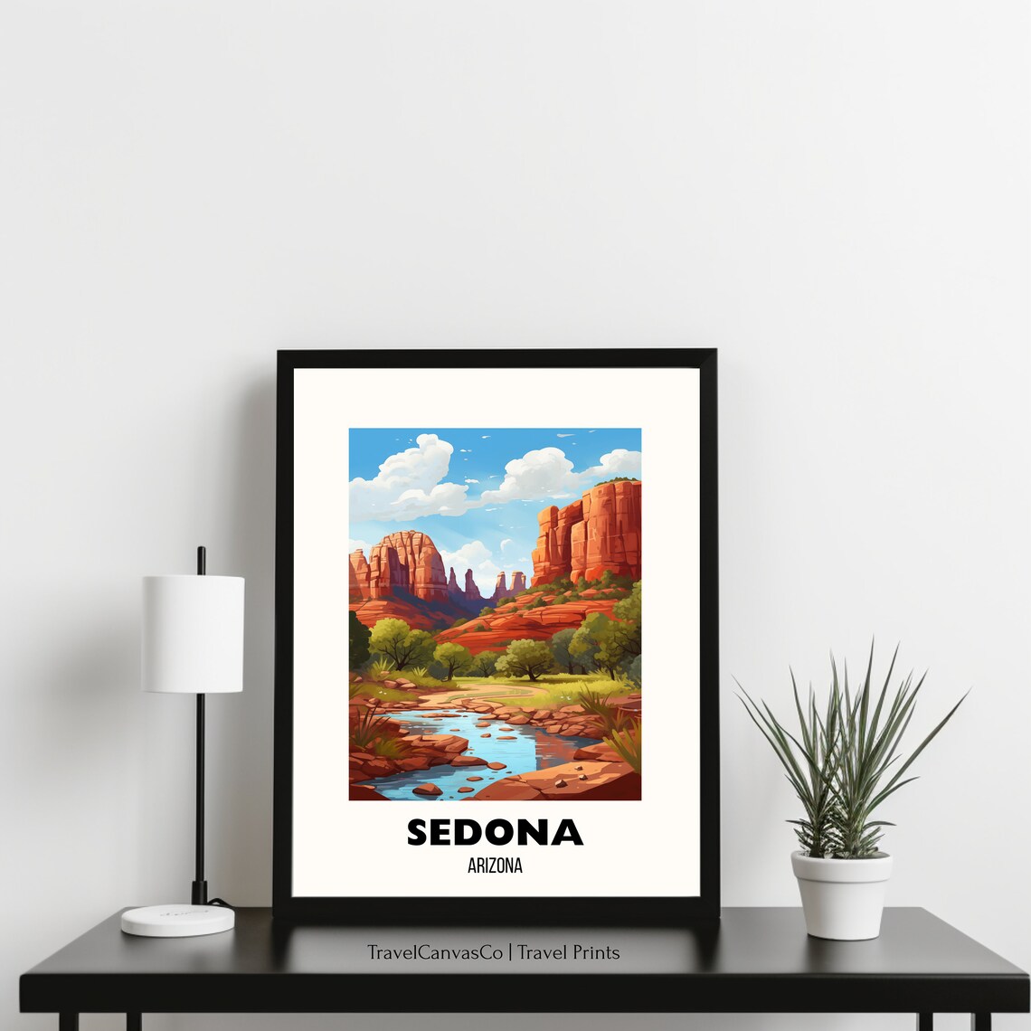 Sedona Arizona Red Rock Buttes Desert Creek Vintage Travel Poster - Image 3