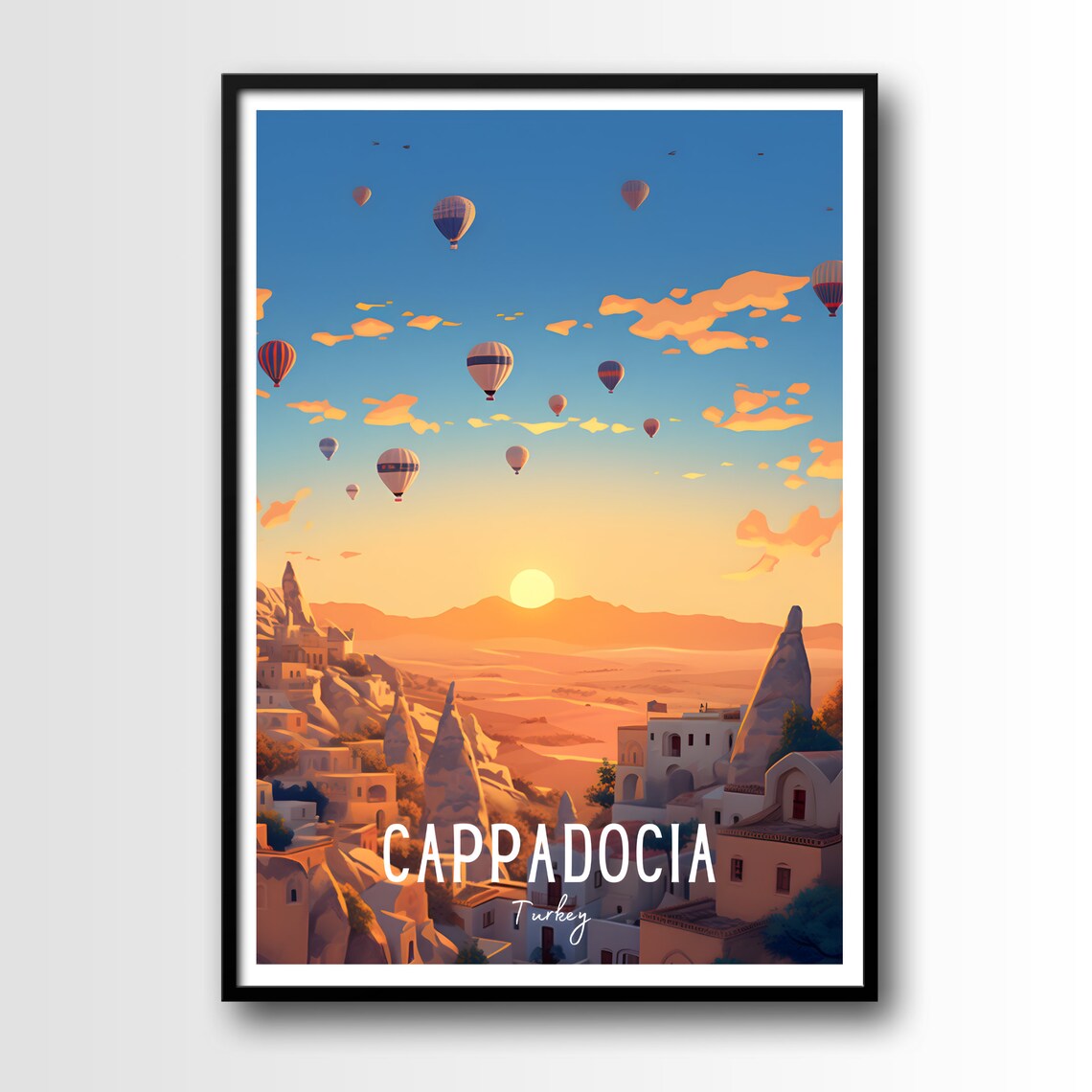Cappadocia Turkey Hot Air Balloons Sunrise Valley Travel Poster