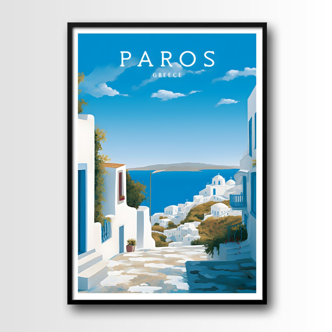 Paros Greece Cycladic White Village Aegean Sea Travel Poster