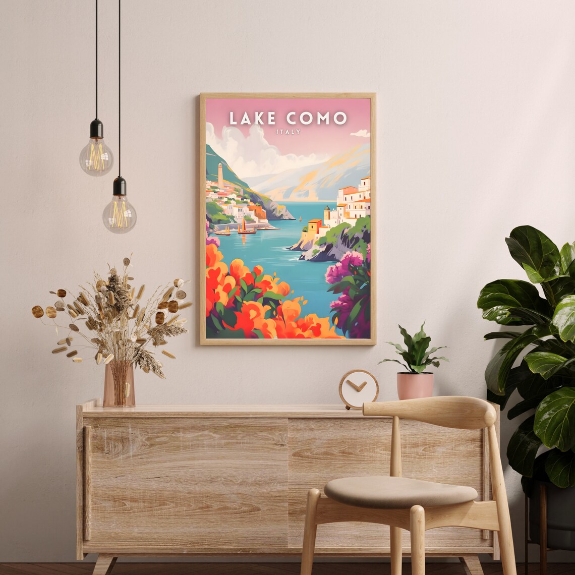 Lake Como Italy Scenic Lakeside Village Blossom Travel Poster - Image 2