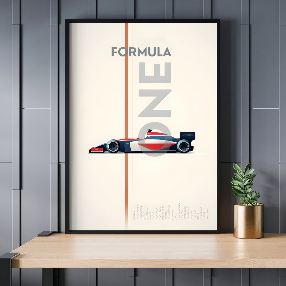 Formula One Minimalist Race Car Circuit Map Typography Poster - Image 2