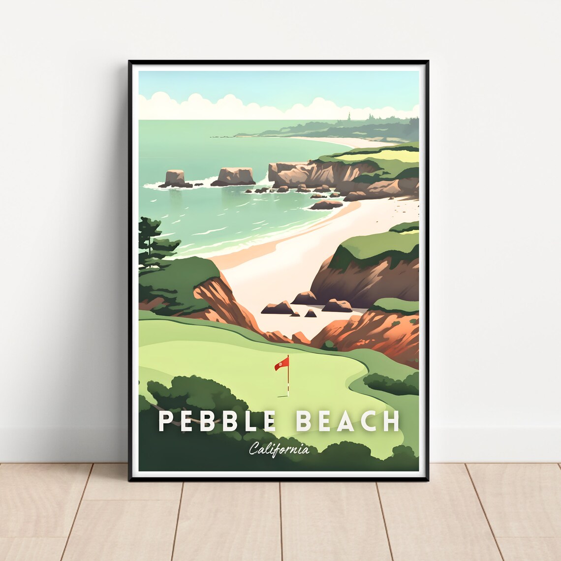 Pebble Beach Travel Poster, Golf Course Wall Art