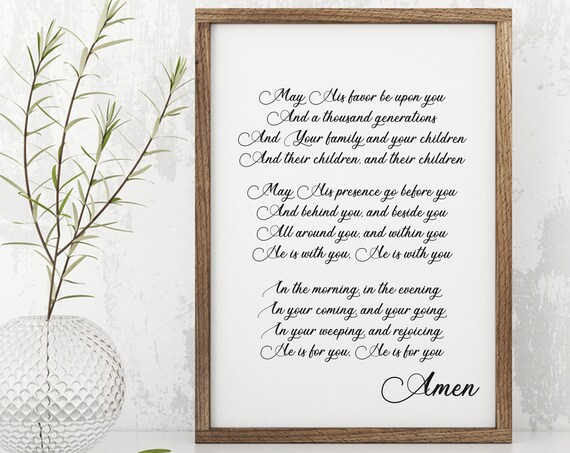 The Blessing Lyrics Black Calligraphy On White Scripture Poster