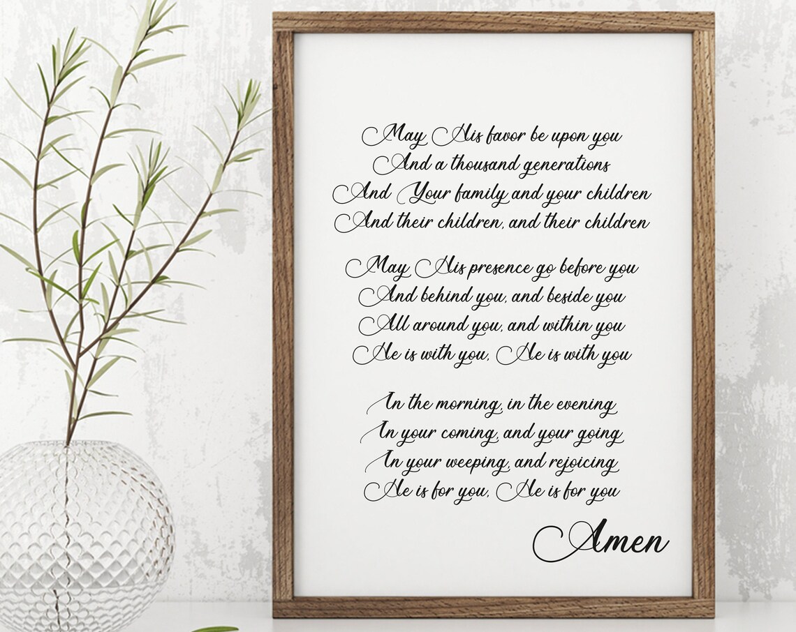 The Blessing Lyrics Black Calligraphy On White Scripture Poster