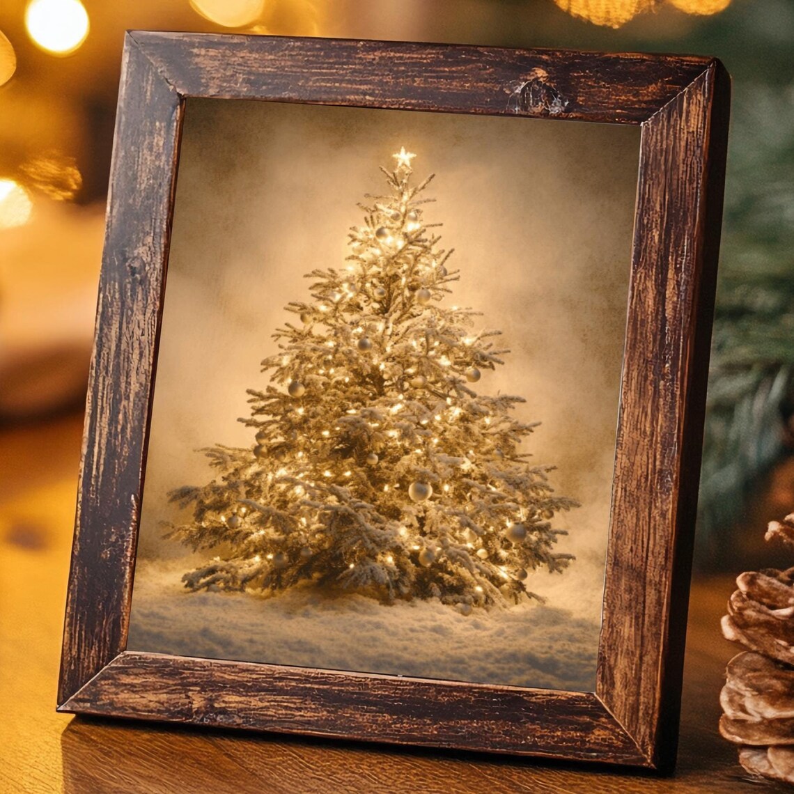 Vintage Cozy Christmas Tree Poster Print, Winter Decor - Image 4