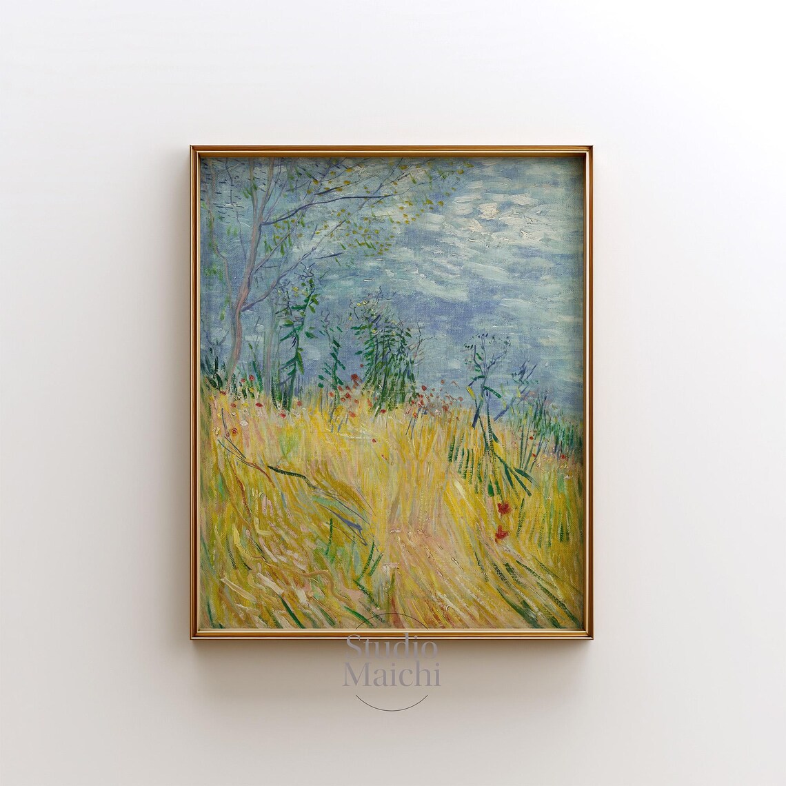 Van Gogh Golden Wheat Field Red Poppies Summer Landscape Poster