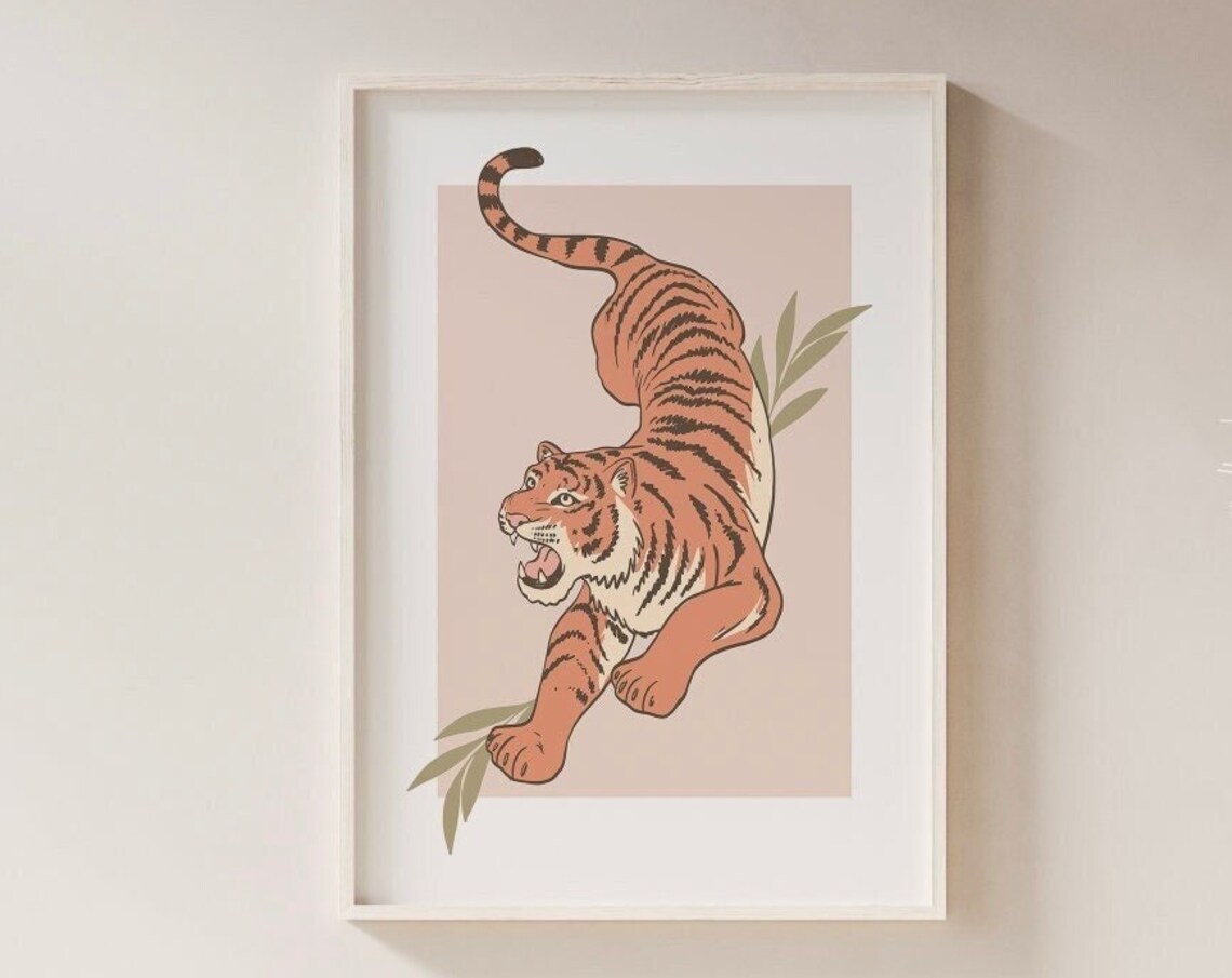 Tiger Poster Boho Prints Burnt Orange Decor Wall Art Home