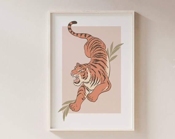 Tiger Poster Boho Prints Burnt Orange Decor Wall Art Home