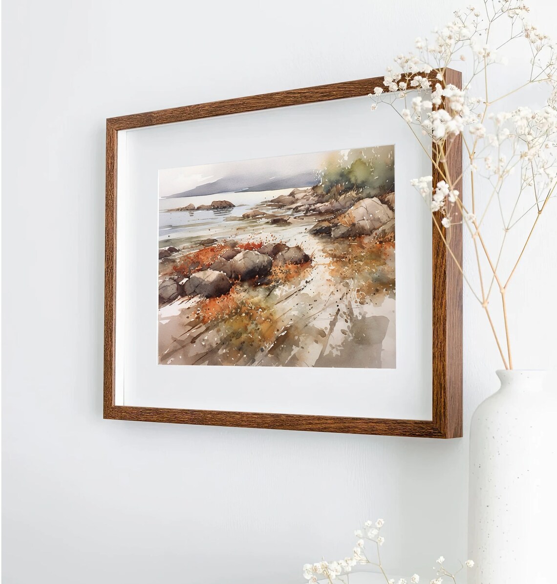 Isle of Skye Scotland Coral Beach Rocky Shore Watercolor Poster - Image 2
