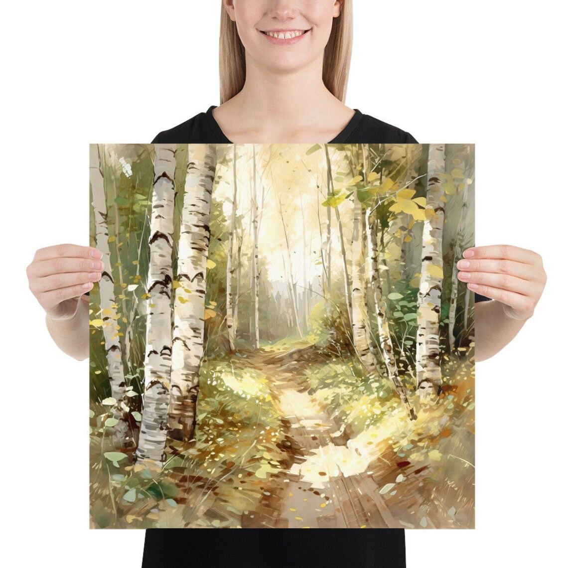 Birch Woods Watercolor Art Print, Fall Landscape - Image 5