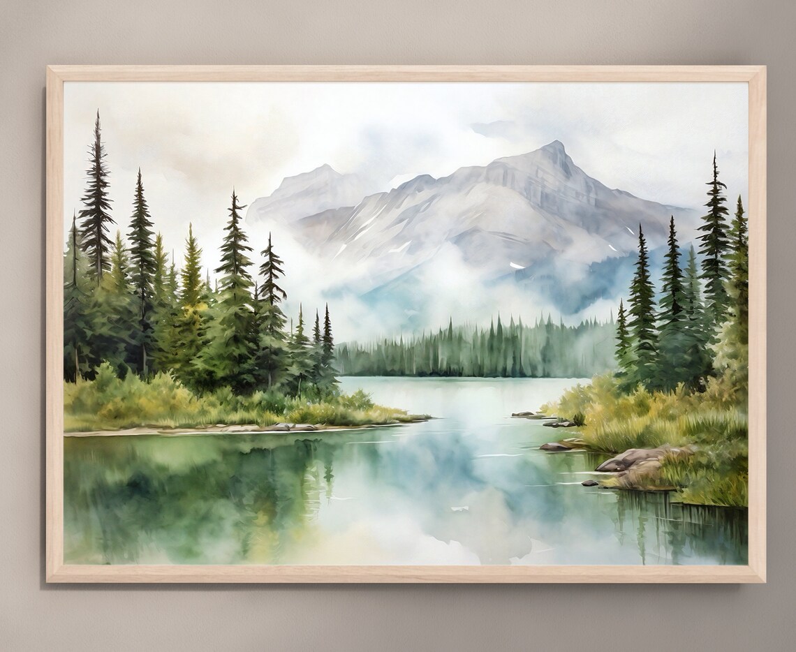 Banff National Park Watercolor Travel Print - Image 3