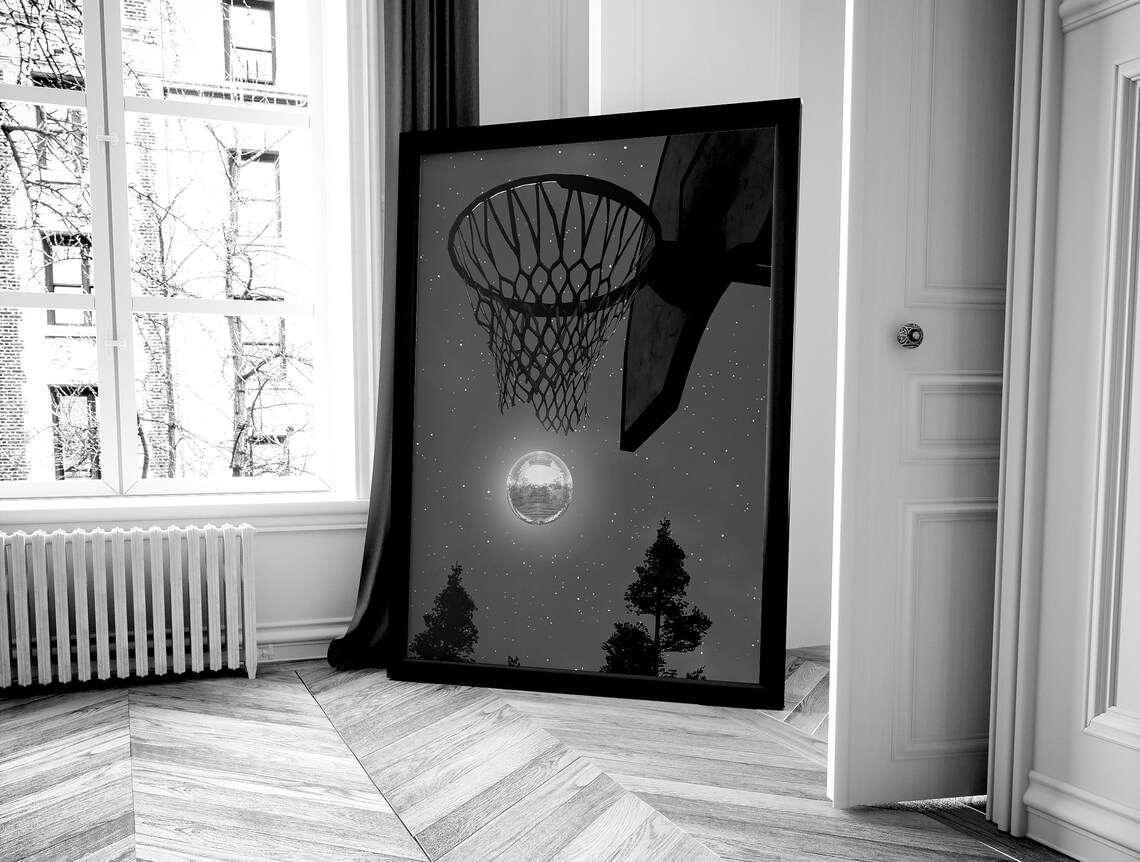 Funky Disco Basketball Poster, Trendy Bar Cart Art Print - Image 4